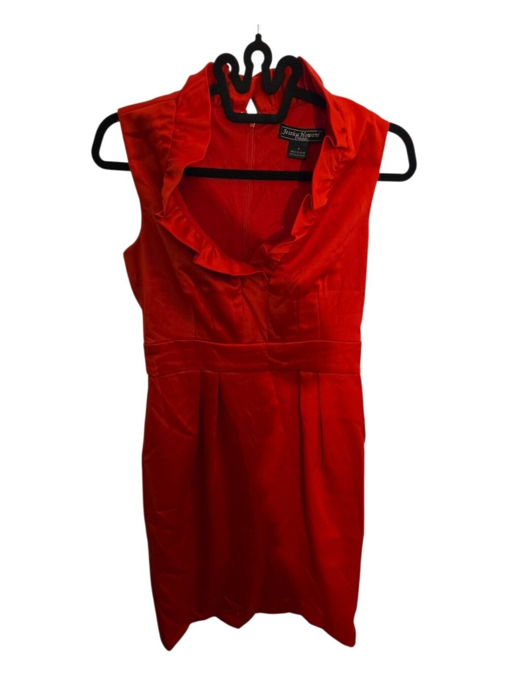 Jessica Howard Evenings Red Ruffle Detailed Dress Sz 4